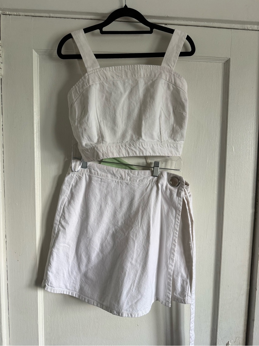 White Cotton Crop Top and Wrap Skort Set